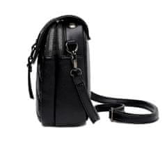 Camerazar Elegantná prešívaná taška cez rameno na telefón, čierna, 100% polyester, 18x12x7,5 cm