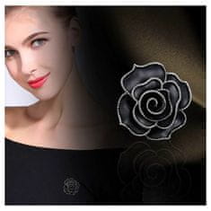 Flor de Cristal Flamenco Mystique Elegantná čierna ruža BZ120, čierna, s kryštálmi, 3,7 cm x 3,7 cm