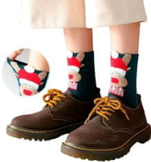 Camerazar Teplé vianočné ponožky s motívmi sobov, trávovo zelené, 70% bavlna - 27% polyester - 3% elastan, veľkosť 34-40