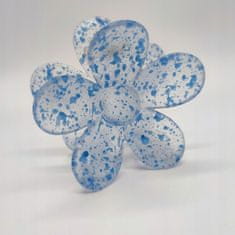 Flor de Cristal Flamenco Mystique XL Modrá trblietavá kvetinová spona do vlasov, 7,5 x 7 cm, kov a plast