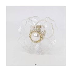 Flor de Cristal Flamenco Mystique Veľká spona do vlasov s kvetom a zlatou perlou, transparentná, 6,5 x 6,5 cm, bez niklu a chrómu