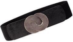 Camerazar Elegantný dámsky široký elastický opasok, čierny, kovová spona striebornej farby, 68-90 cm