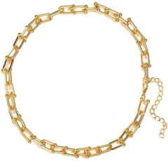 Camerazar Dámsky náhrdelník z bižutérneho kovu, zlatý, dĺžka 46+5 cm, hrúbka článkov 6 mm
