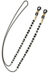 Camerazar Elegantná zlatá retiazka na okuliare s čiernymi korálkami, materiálovými korálkami a čiernou retiazkou