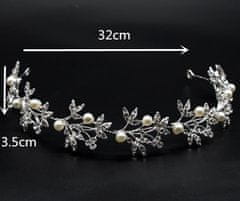 Camerazar Strieborná svadobná tiara Tiara s krištáľovými zirkónmi, dĺžka 30 cm, šírka 3 cm