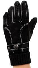 Camerazar Pánske zimné dotykové rukavice, čierne semišové, s elastickou šnúrou