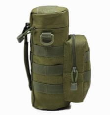 Camerazar Vojenské cestovné puzdro na fľašu Molle, zelené Oxford Nylon 1000D, 27x11 cm