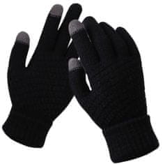 Camerazar Dámske teplé dotykové rukavice, čierne, 100% akrylová priadza, univerzálna veľkosť