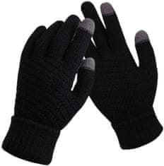 Camerazar Dámske teplé dotykové rukavice, čierne, 100% akrylová priadza, univerzálna veľkosť