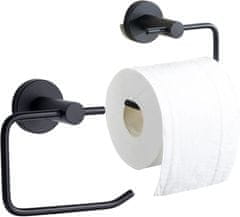 Camerazar Nástenný držiak toaletného papiera Loft, čierny, nerezová oceľ, 11,4 cm x 13,4 cm x 7,6 cm