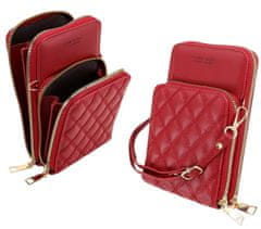 Camerazar Dámska mini peňaženka s prešívanou taškou na telefón, červená, mäkká umelá koža šetrná k životnému prostrediu, 18x11x5 cm
