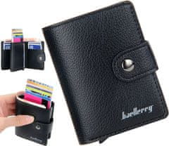 Camerazar Pánska mini peňaženka z kvalitnej umelej kože s organizérom na karty, čierna, 8x10x2,5 cm
