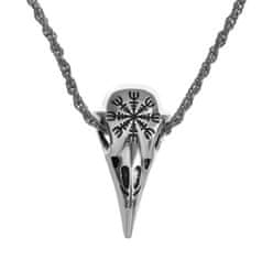 Camerazar Pánsky náhrdelník s amuletom lebky, striebro, chirurgická oceľ, dĺžka 60 cm