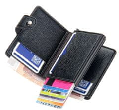 Camerazar Pánska mini peňaženka z kvalitnej umelej kože s organizérom na karty, čierna, 8x10x2,5 cm