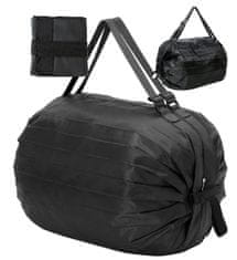 Camerazar Skladacia nákupná taška, čierna, nylonový materiál, 50x35 cm