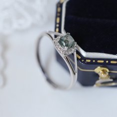 Flor de Cristal Strieborný prsteň Nelys s machovým achátom