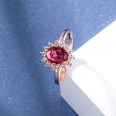 Flor de Cristal Strieborný prsteň Rebecca s červeným kameňom