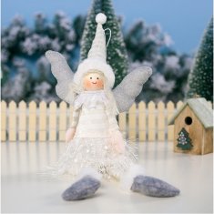 Flor de Cristal Flamenco Mystique sediaci vianočný anjel 38 cm, plyš s pieskom, šírka 11 cm
