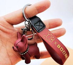Camerazar Prívesok na kľúče Buldog, červený, z nerafinovaného kovu a gumy, 10 cm