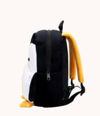 Camerazar Plyšový detský batoh s tučniakom, čiernobiely, polyester, 26x24x10 cm