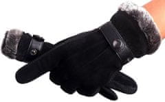 Camerazar Pánske zimné dotykové rukavice, čierny semiš, univerzálna veľkosť
