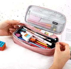 Camerazar Organizér na ceruzky TUBA, ružový, polyester, 22x11x6,5 cm