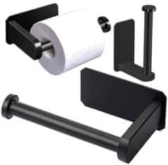Camerazar Nástenný držiak toaletného papiera Loft, čierny matný, nerezová oceľ, 13,5 x 7,5 cm