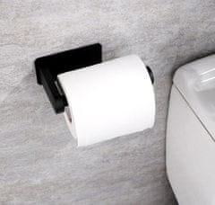 Camerazar Nástenný držiak toaletného papiera Loft, čierny matný, nerezová oceľ, 13,5 x 7,5 cm