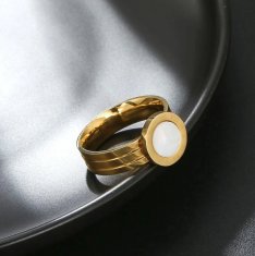 Camerazar Elegantný zlatý prsteň z chirurgickej ocele 316L s motívom rímskych hodín, veľkosť 8, pozlátený 18-karátovým zlatom