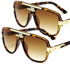 Camerazar Retro pilotné slnečné okuliare pre mužov, zlatá farba, UV filter 400 Cat 3, veľkosť 54-65-15 mm
