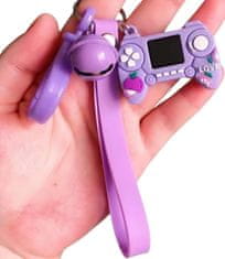 Camerazar Prívesok na kľúče s hernou konzolou, fialový, syntetický materiál a kovová zliatina, 30x45 mm