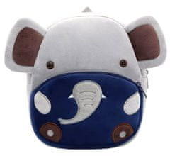 Camerazar Plyšový detský batoh so slonom, sivý, polyester, rozmery 26x24x10 cm