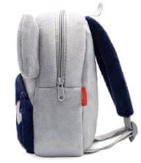 Camerazar Plyšový detský batoh so slonom, sivý, polyester, rozmery 26x24x10 cm