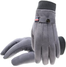Camerazar Pánske zimné semišové rukavice s dotykovou funkciou, sivé, univerzálna veľkosť