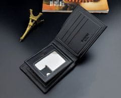Camerazar Pánska skladacia peňaženka z ekokože, čierna, 12 priehradiek, 10x12x1,5 cm