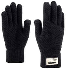 Camerazar Pánske zimné rukavice s dotykovou funkciou, čierne, akrylová priadza, univerzálna veľkosť