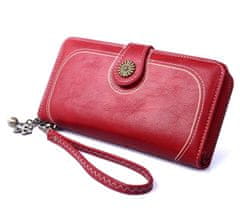 Camerazar Veľká dámska peňaženka z ekokože s príveskom na kľúče, červená, 19,3x10x3,5 cm