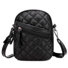 Camerazar Prešívaná vintage taška na telefón s peňaženkou, 100% bavlna, čierna, 20x14x7 cm