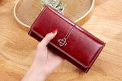 Camerazar Veľká dámska peňaženka z ekokože, bordová, 14 priehradiek, rozmery 19,5x10x4 cm