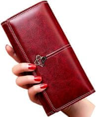 Camerazar Veľká dámska peňaženka z ekokože, bordová, 14 priehradiek, rozmery 19,5x10x4 cm