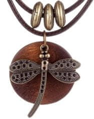 Camerazar Elegantný boho náhrdelník s dvojitým remienkom a príveskom vážky, veľkosť 3,5 cm x 3,5 cm, dĺžka 42 cm