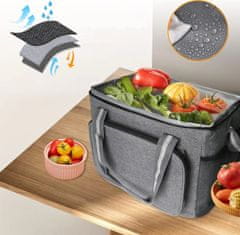 Camerazar Termo taška na jedlo LUNCH BOX, nepremokavá tkanina Oxford + EVA, 23 x 32 x 19 cm, čierna