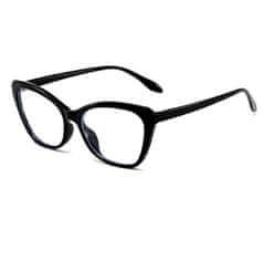 Camerazar Elegantné čierne mačacie okuliare s antireflexnými sklami, polykarbonát, 140x144 mm