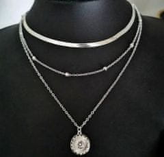 Camerazar Strieborný náhrdelník s príveskom mince, dĺžka 24+6 cm, bižutérny kov