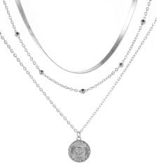 Camerazar Strieborný náhrdelník s príveskom mince, dĺžka 24+6 cm, bižutérny kov