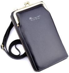 Camerazar Mini peňaženka s remienkom na telefón, čierna, mäkká ekologická umelá koža, 18x11x5 cm