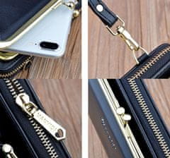 Camerazar Mini peňaženka s remienkom na telefón, čierna, mäkká ekologická umelá koža, 18x11x5 cm