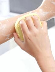 Camerazar Silikónové telové mydlo s dávkovačom, žlté, 7,5x8 cm