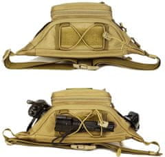 Camerazar Taktická vojenská taška so štyrmi priehradkami, odolný polyester 600D, rozmery 27x17x5-12 cm
