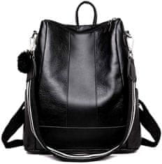 Camerazar Dámsky kvalitný batoh z umelej kože v čiernej farbe, vintage štýl, 34x30x13 cm